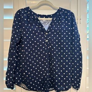 Old Navy Rayon Polka Dot Long Sleeve Blouse